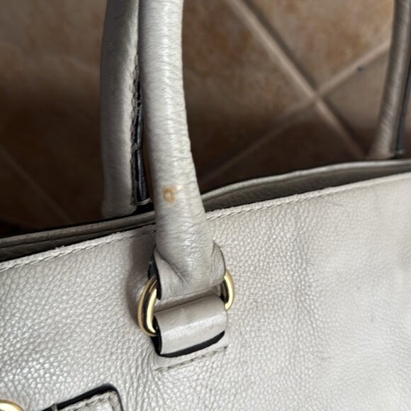 MICHAEL KORS HAMILTON Hobo Shoulder Satchel Purse Ivory Pebble Leather - Picture 8 of 11